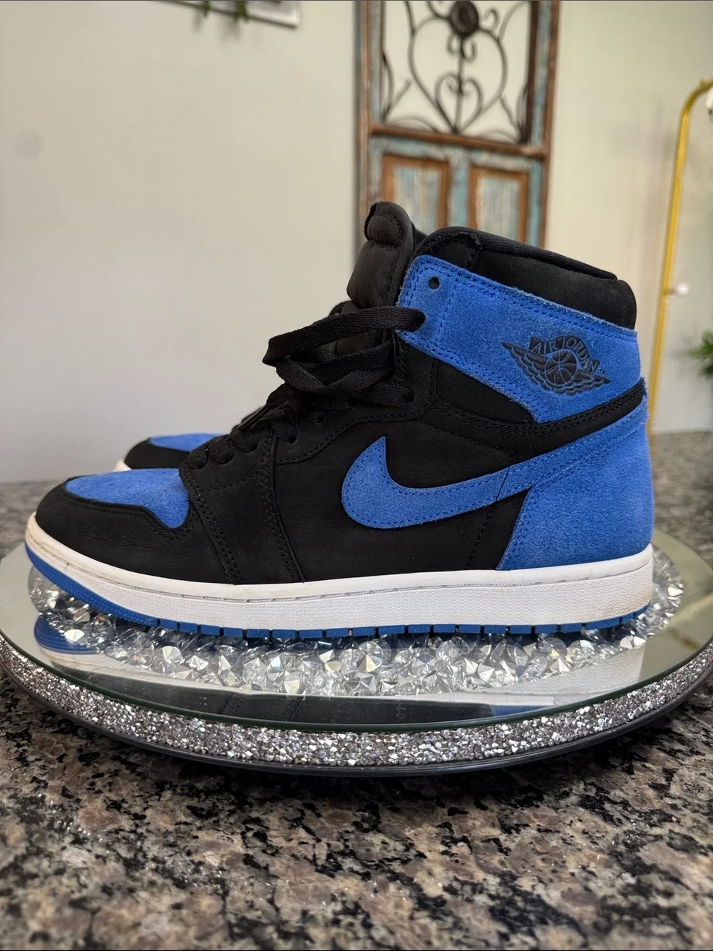 Air Jordan 1 Retro High Black & Royal Blue Suede EUC 10.5